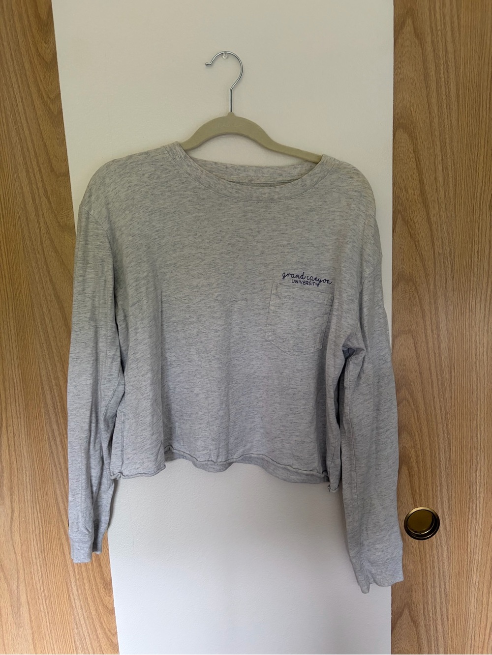 League Light Gray Long-Sleeve Pocket shirt